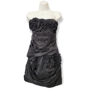 Black-Collection Strapless Layered Ruffled Mini Dress Size MEDIUM